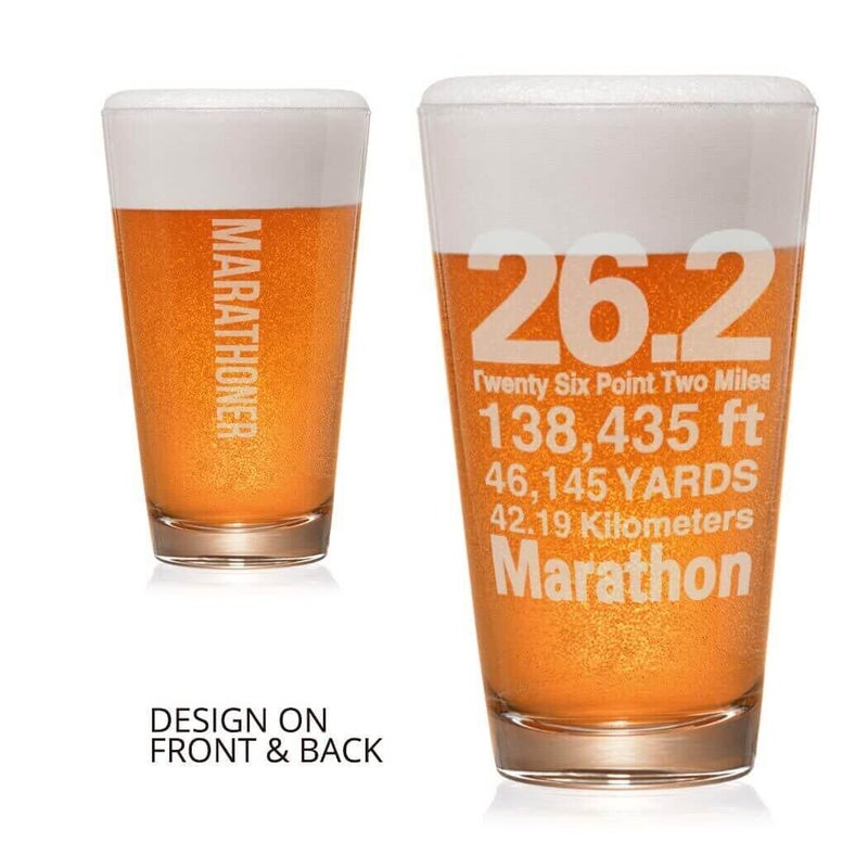 Gone For a Run 26.2 Math Miles Engraved Beer Pint Glass 16 oz. - Image 2